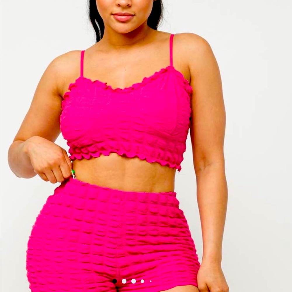 Popcorn Merrow Stitch Ends Top and Shorts Set
